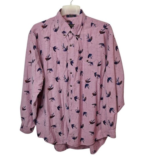 Colours By Alexander Julian Mens Size XL Button Down‎ Shirt Dragonfly Lure Print - Picture 1 of 10